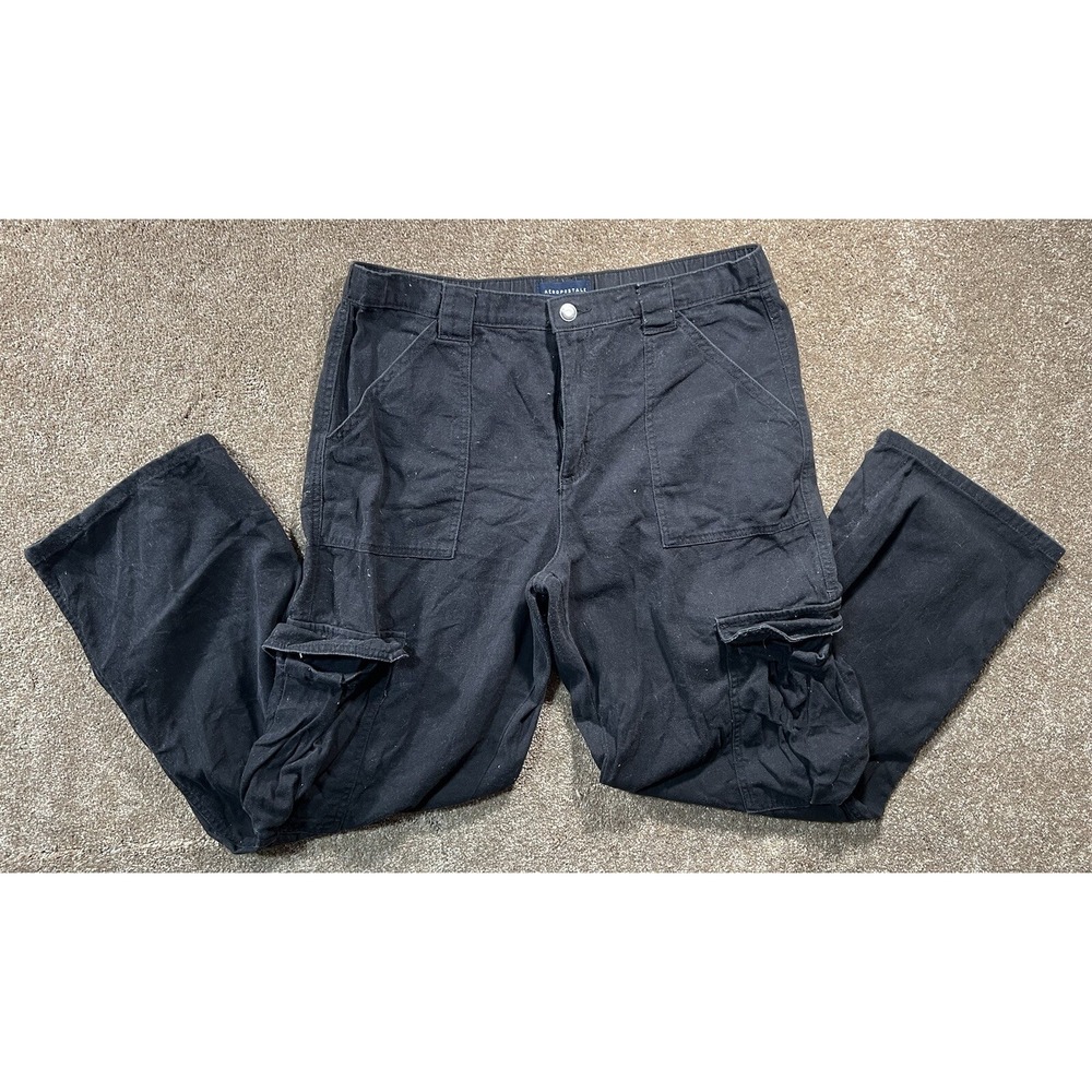 Aeropostale XL Mid Rise Straight Leg Black Cargo‎ Pants